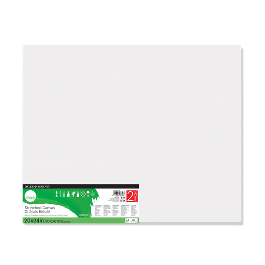 Daler-Rowney Simply - Toile tendue - 50,8 cm (l) x 61 cm (h) - Blanc - Lot de 2