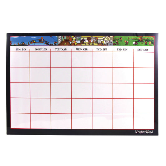 MotherWord Undated Dry Erase Magnetic Calendar - 11" X 17" - Bilingual