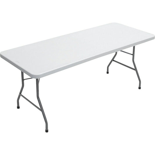 Staples Banquet Table with Folding Legs, 96", Light Grey