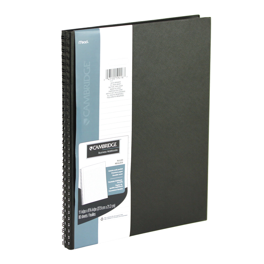 Cambridge Hard Cover Notebook - 11" x 8 1/2" - Black