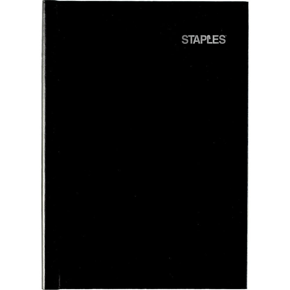 Staples Undated Hardbound Daily Planner - Black - 5-1/8" x 7-1/2" - Bilingual