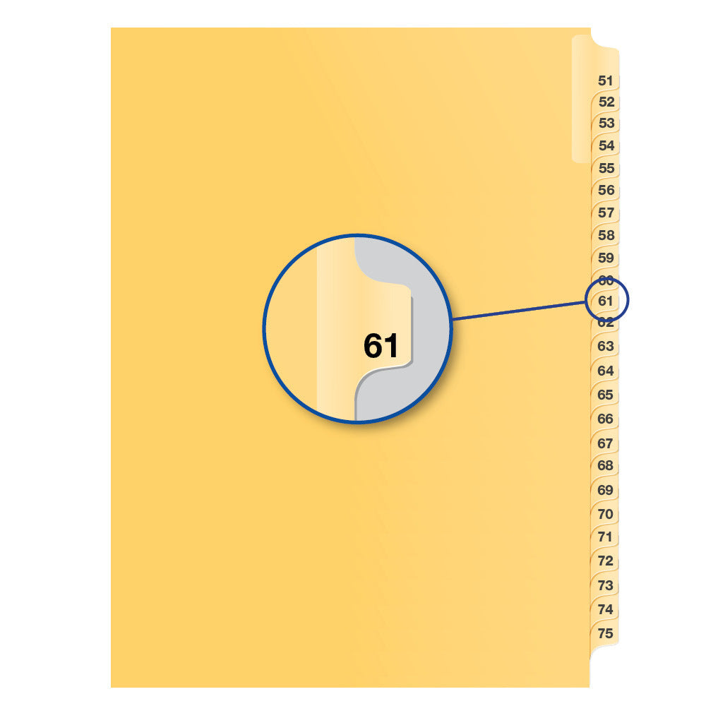 Legal Exhibit Dividers Buff #61 Letter Size, Pack of 25