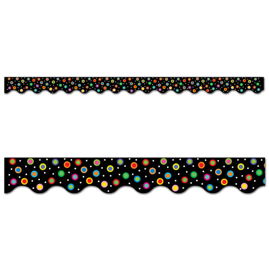 Creative Teaching Press Dots on Black Wavy EZ Border - 24 inch strips - 48 feet per package - 2 1/4" W