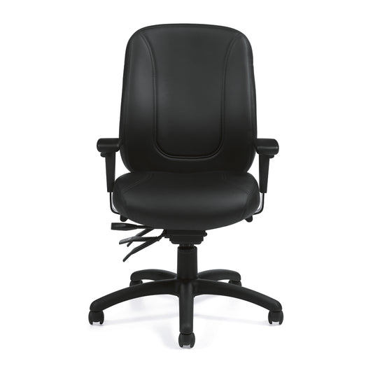 Offices to Go - Overtime Luxhide High Back Multi-Tilter Chair - Black