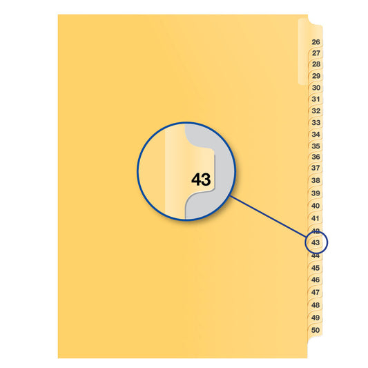 Legal Exhibit Dividers Buff #43 Letter Size, Pack of 25