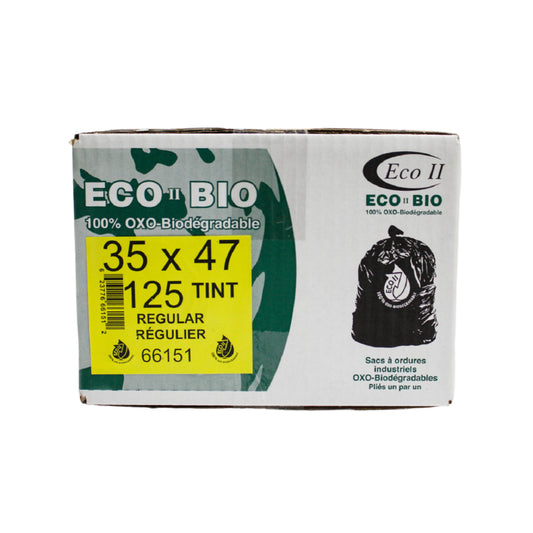 Sacs poubelles oxo-biodégradables Eco II - 35" x 47" - Réguliers - Teinte transparente - Paquet de 125