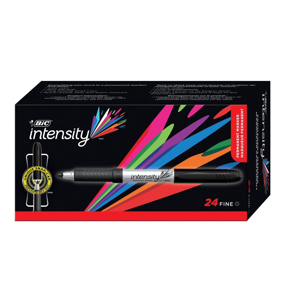 Marqueurs permanents BIC Intensity - Pointe fine - Noir - Paquet de 24