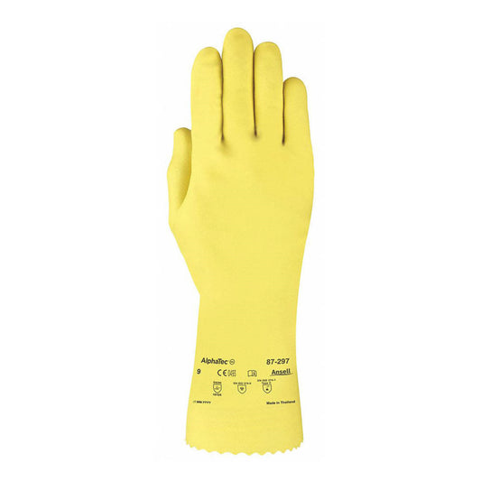 Gants Ansell AlphaTec 87-297 en latex de caoutchouc naturel - XL - Jaune - Lot de 2