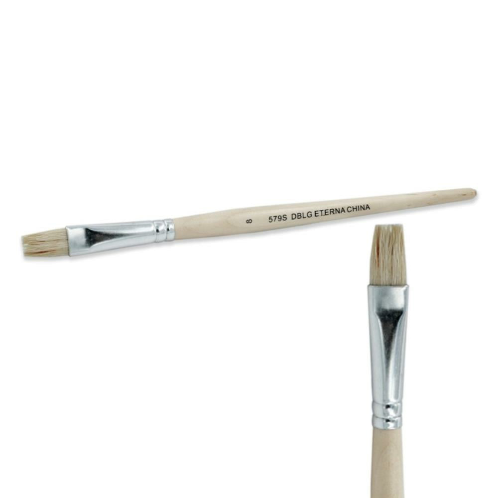 Eterna #579s Short Handle Flat Paint Brush Size 8, 12/pkg