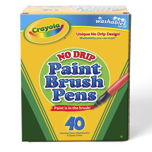 Crayola No-Drip Washable Paint Brush Pens - Assorted Colours - 40 Pack