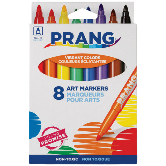 Marqueurs Prang Classic Art – Pointe ogive – Couleurs assorties – Lot de 8