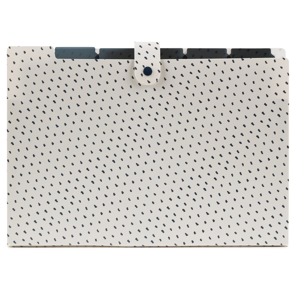 U Brands 5 Pocket Fashion Expandable File - Open Top - Navy Classic Chic Dots (3307F06-24)