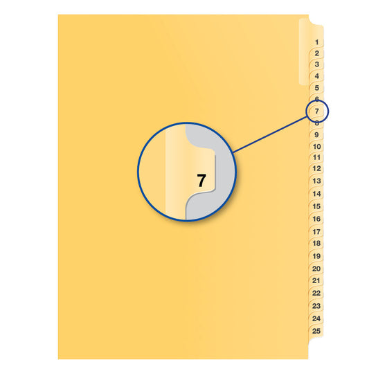 Legal Exhibit Dividers Buff #7 Letter Size, Pack of 25