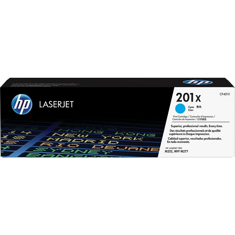 Cartouche de toner LaserJet cyan haute capacité HP 201X (CF401X) d'origine