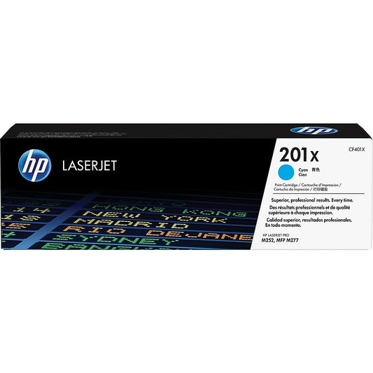 Cartouche de toner LaserJet cyan haute capacité HP 201X (CF401X) d'origine