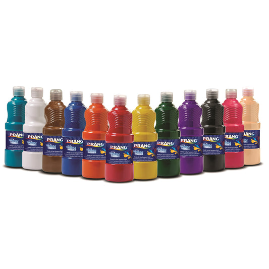 Peinture à la détrempe lavable Prang - 473 g - Couleurs assorties - Paquet de 12