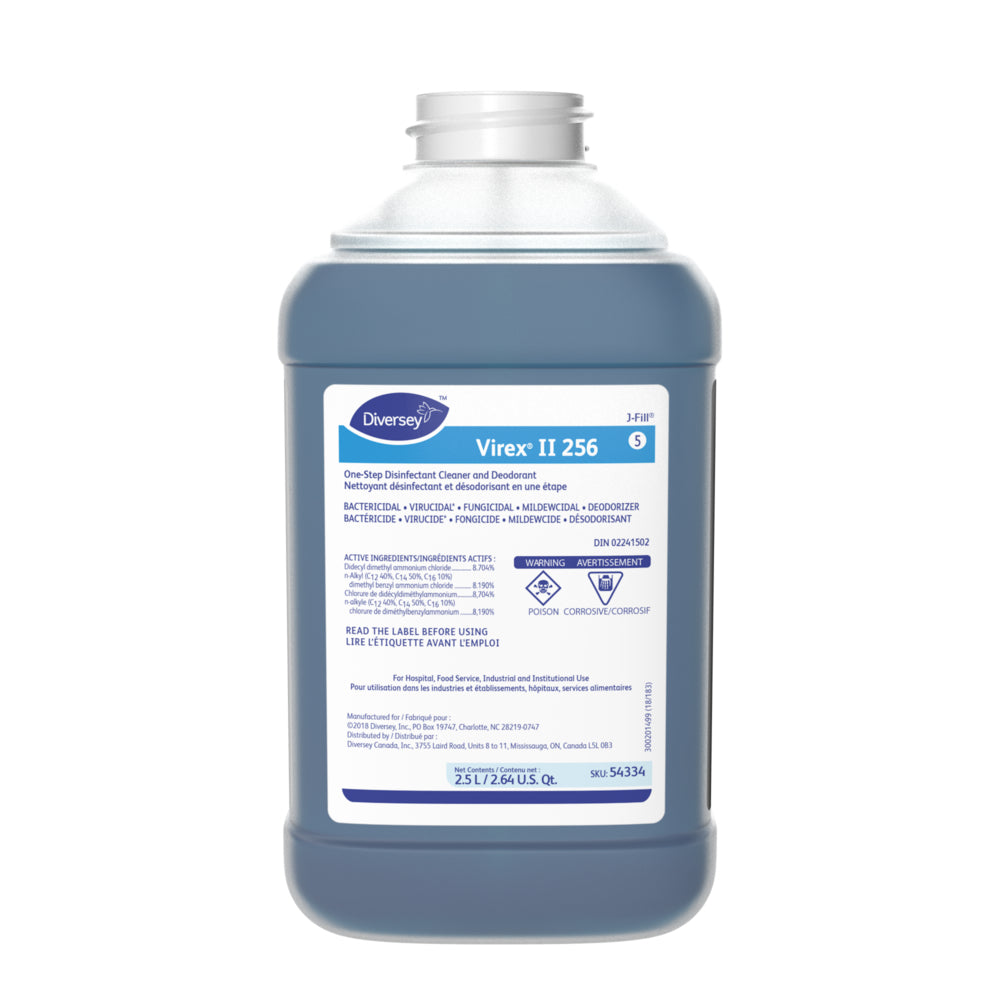 Nettoyant désinfectant et déodorant en une étape Diversey Virex II 256 J-Fill - 2,5 L - Paquet de 2