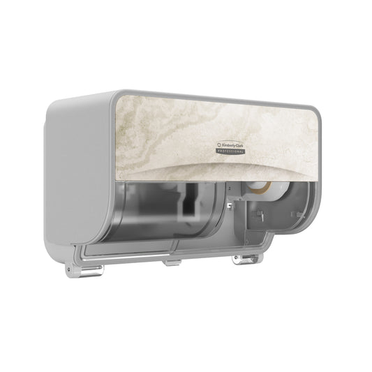 Kimberly-Clark Professional ICON Coreless Standard Roll Toilet Paper Dispenser 2 Roll Horizontal - Warm Marble Design Faceplate