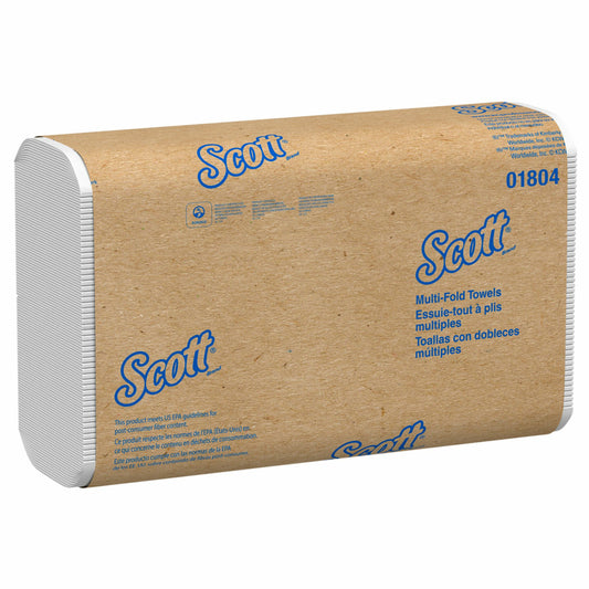 Scott 9.2" x 9.4" 1-Ply Multi-Fold Towel - White - 16 Pack
