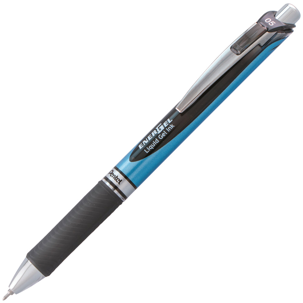 Stylo roller à encre gel rétractable Pentel EnerGel - Pointe aiguille - 0,5 mm - Noir