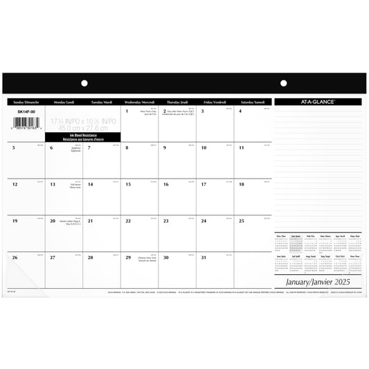 AT-A-GLANCE 2025 Monthly Desk Pad - 10-7/8" H x 17-3/4" W - Bilingual