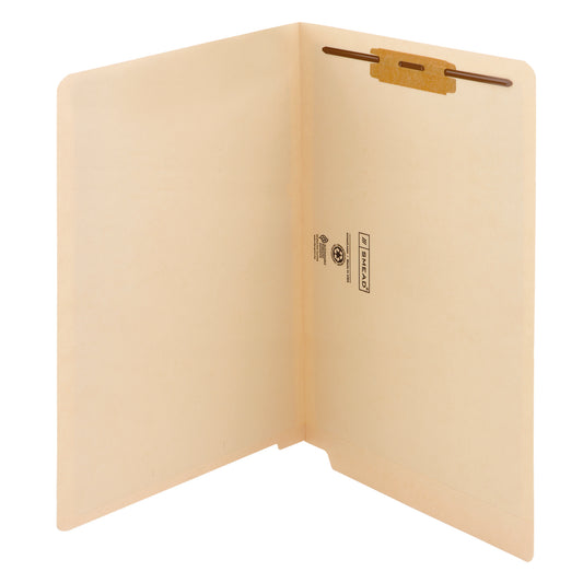 Chemises à fermeture Smead avec onglet renforcé Shelf-Master - 1 attache - Manille - Légal - 11 pt - Expansion 3/4" - Paquet de 50