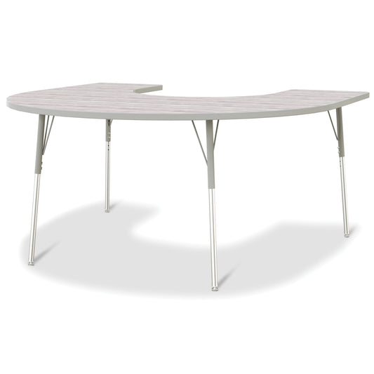 Table d'activités Jonti-Craft Berries en forme de fer à cheval - 152 cm x 167 cm - 61 à 79 cm de hauteur - Bois flotté gris/gris