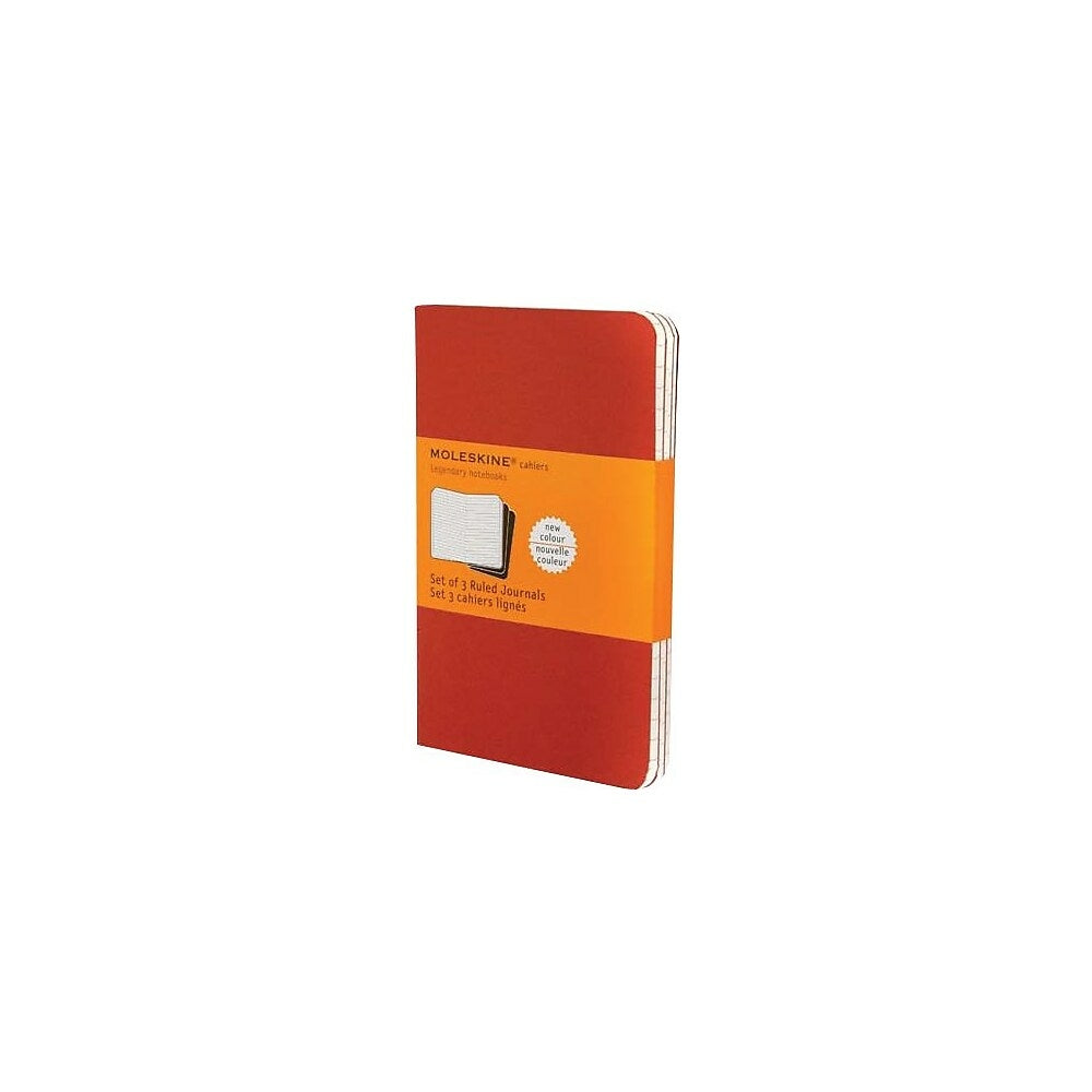 Moleskine Cahier Pocket Ruled Journal - 3-1/2" x 5-1/2" - Red - 3 Pack