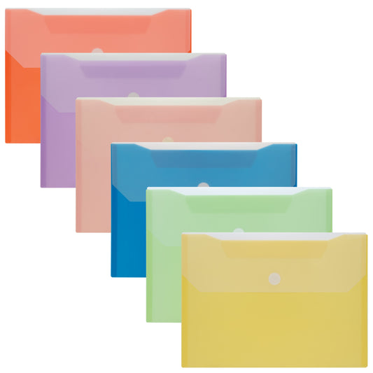 Winnable Velcro Poly Two File Pocket Envelope, Letter Size, Assorted Colours
