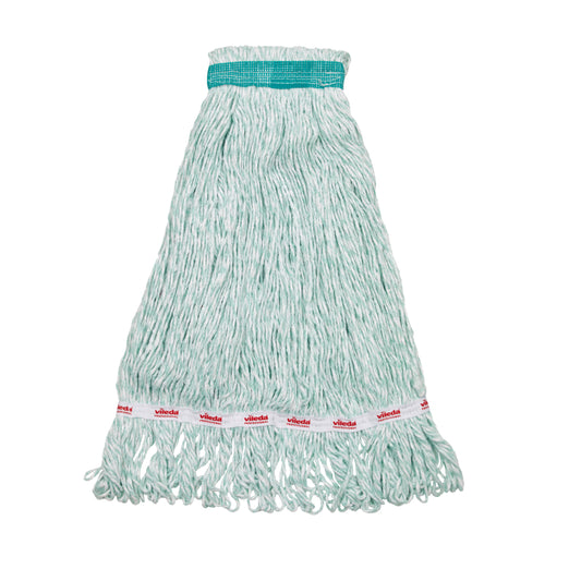 Balai à franges Vileda MicroEco à bande étroite et à bout bouclé, 590 g, vert