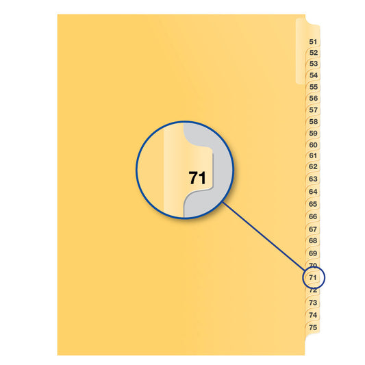 Legal Exhibit Dividers Buff #71, Letter Size, Pack of 25