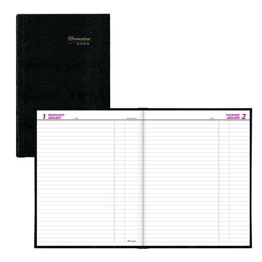 Brownline 2025 Daily Planner - Perfect binding - 10" x 7-7/8" - Black - English