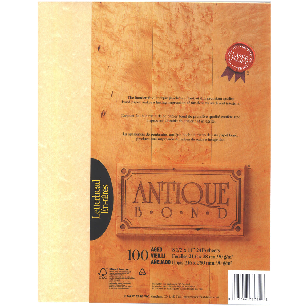 St. James Specialty Papers Antique Bond, Letter Size, Aged, 100 Pack