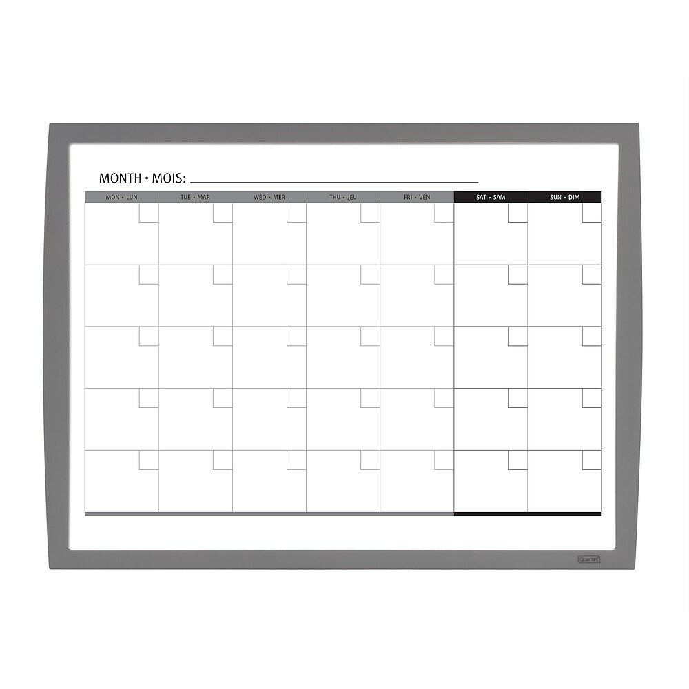 Quartet Plastic Frame Dry-Erase Calendar, 17" x 23" (6447415759)