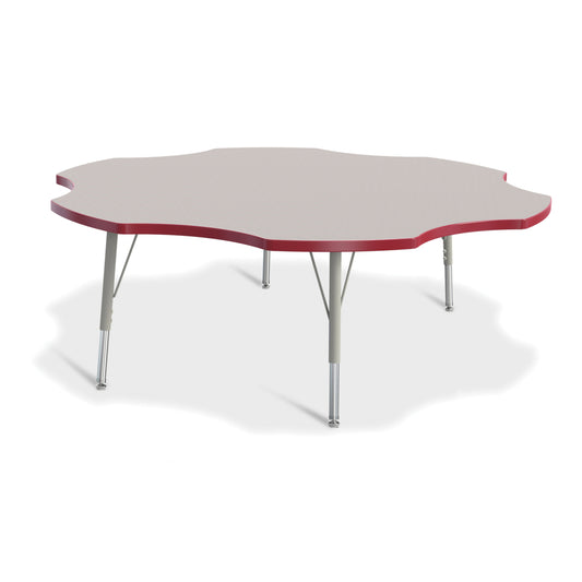 Jonti-Craft Berries Six Leaf Activity Table - 60" - 15-24"H - Freckled Grey/Red