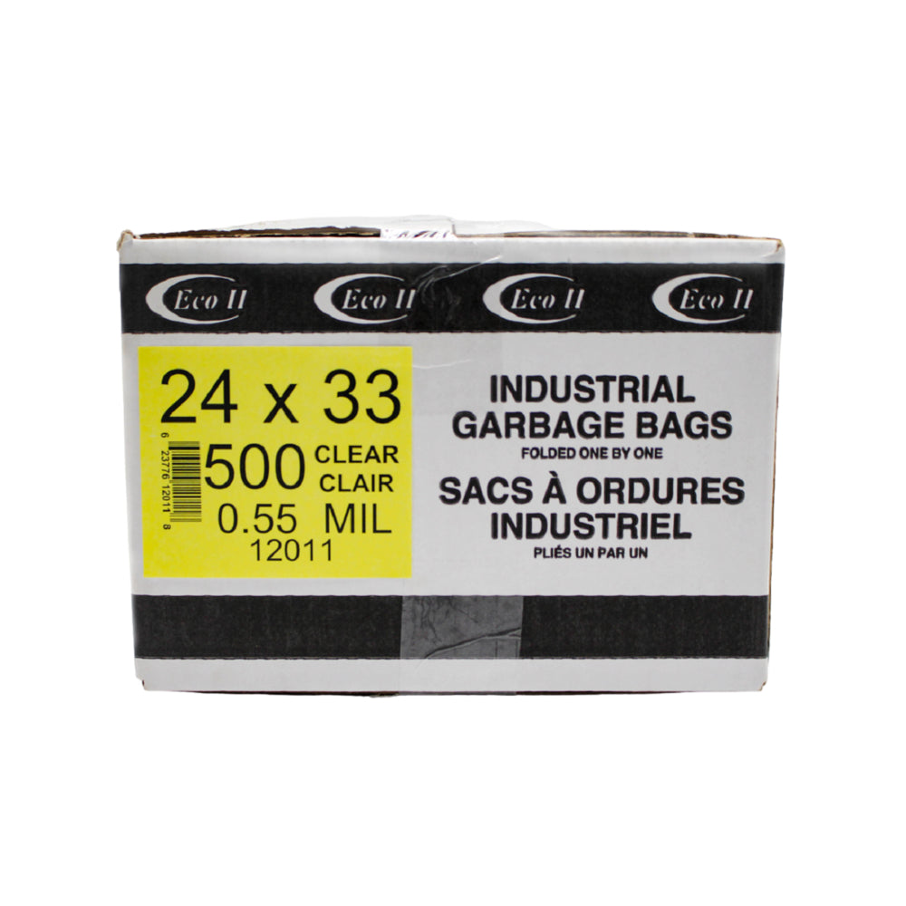 Eco II Garbage Bags - 24" x 33" - 0.55MIL -  Clear - 500 Pack