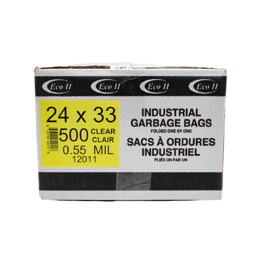 Eco II Garbage Bags - 24" x 33" - 0.55MIL -  Clear - 500 Pack