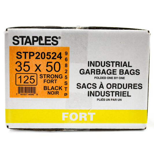 Sacs à ordures Staples, solides, noirs, 35" x 50", paquet de 125