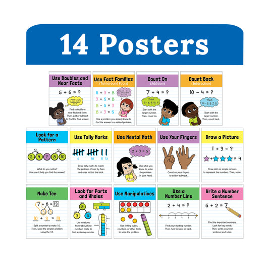 Carson Dellosa Math Strategies Posters - 8.5" x 11" - 14 Posters/Set