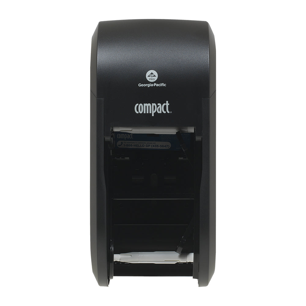 Georgia-Pacific Compact 2-Roll Vertical Coreless Toilet Paper Dispenser - Black