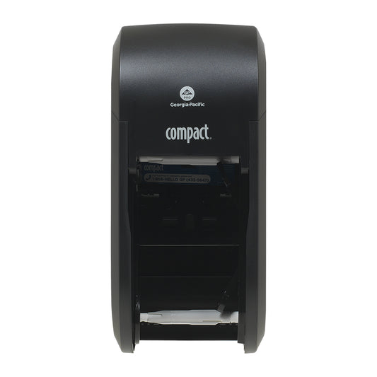 Georgia-Pacific Compact 2-Roll Vertical Coreless Toilet Paper Dispenser - Black