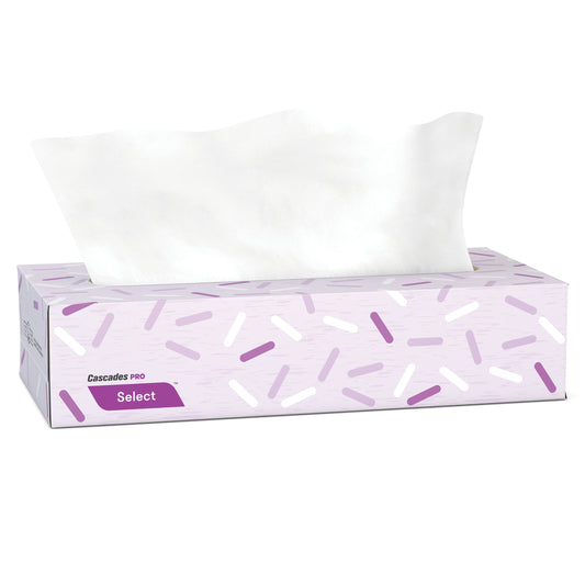 Cascades PRO Select Facial Tissues - 2-Ply - Flat Box - 100 Sheets - 30 Pack