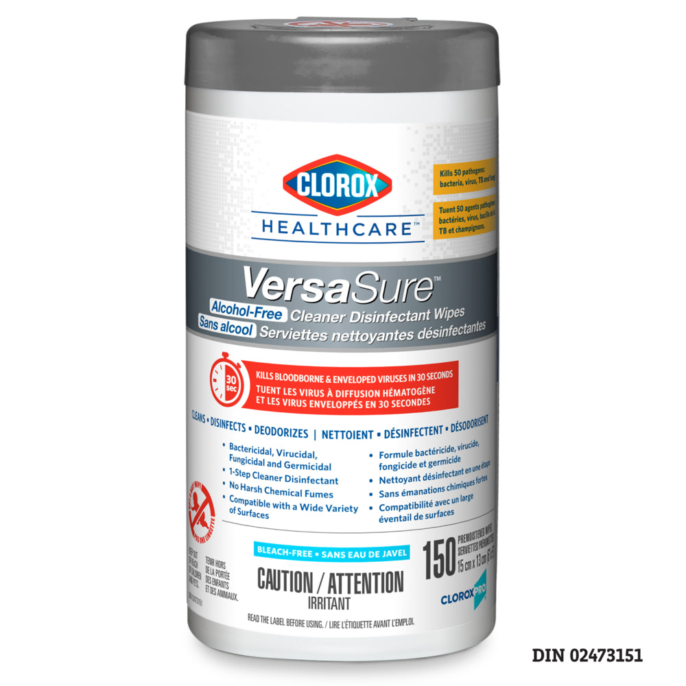 Lingettes nettoyantes et désinfectantes sans alcool Clorox Healthcare VersaSure - 150 lingettes