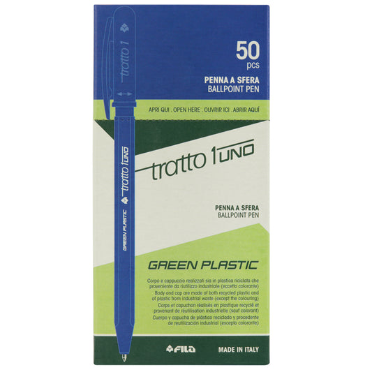 Stylos à bille Tratto - Pointe moyenne - Bleu - Lot de 50
