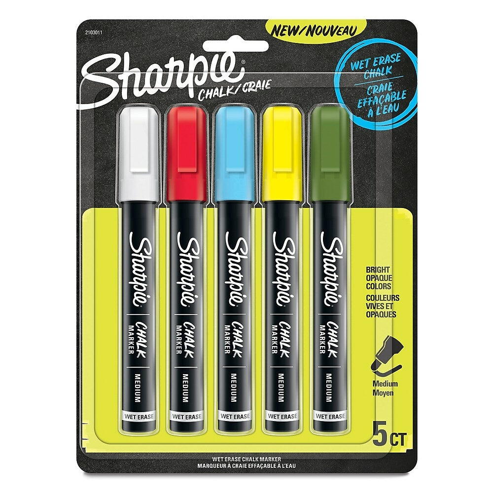 Sharpie Wet-Erase Chalk Markers - Medium - Assorted Standard Colours - 5 Pack