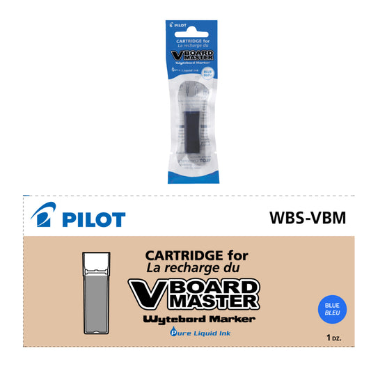 Recharges pour marqueurs effaçables à sec Pilot Begreen V Board Master – Bleu – Lot de 12
