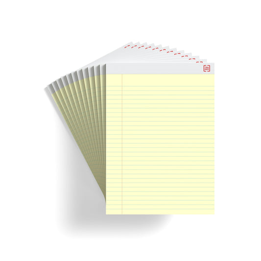 TRU RED Wide Ruled Notepads - 8.5" x 11.75" - Canary - 50 Sheets/Pad - 12 Pack