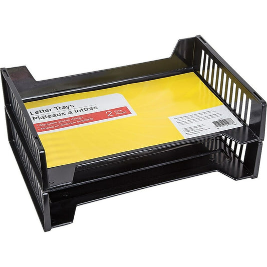 Corbeille à courrier - 13 5/8" x 3 5/16" - Noir - Lot de 2