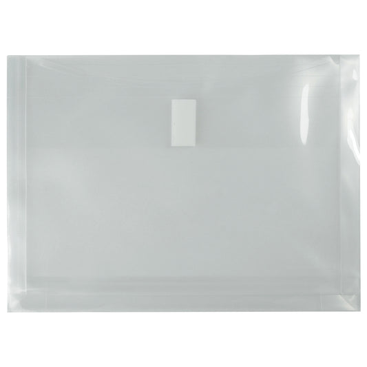 Enveloppe en polyéthylène à ouverture latérale et fermeture Velcro Winnable - Expansion de 1-1/4" - 8-3/4" x 11-3/4" - Transparente