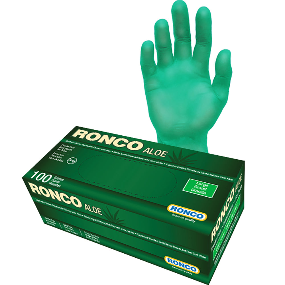 Gants synthétiques Ronco Aloe Vera - Vert - Taille L - Paquet de 100